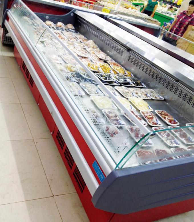 Réfrigérateur d'un seul bloc d'affichage de nourriture d'épicerie, compteur d'arrière de compteur d'affichage de viande
