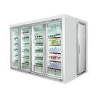 Réfrigérateur en verre réfrigéré/promenade d'affichage de porte dans le congélateur à air forcé avec le présentoir pour la viande et le légume