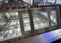 Congélateur italien commercial d'affichage de crème glacée avec la lumière adaptée aux besoins du client d'OEM de casseroles