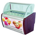 Cabinet incurvé de congélateur d'affichage de scoop de crème glacée de récipients en verre 6 avec T5/lumière de LED