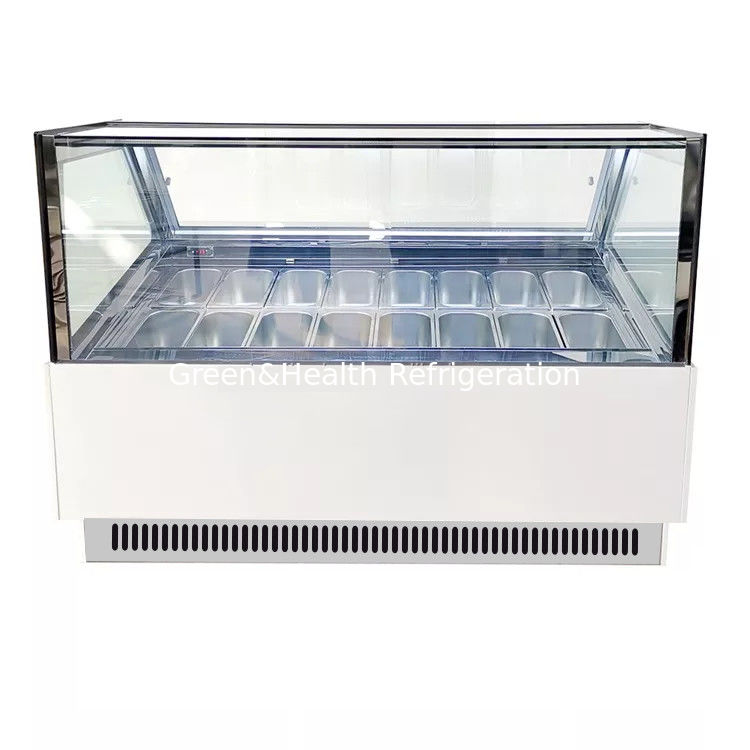 Congélateur commercial d'affichage de crème glacée de refroidissement par ventilateur avec des casseroles en acier inoxydable et un contrôleur numérique