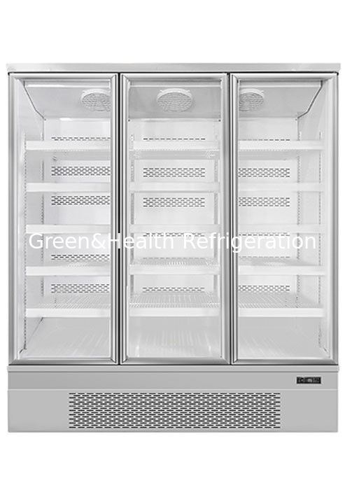 Congélateur d'exposition vertical économe en énergie avec refroidissement par ventilateur et étagères réglables pour supermarchés