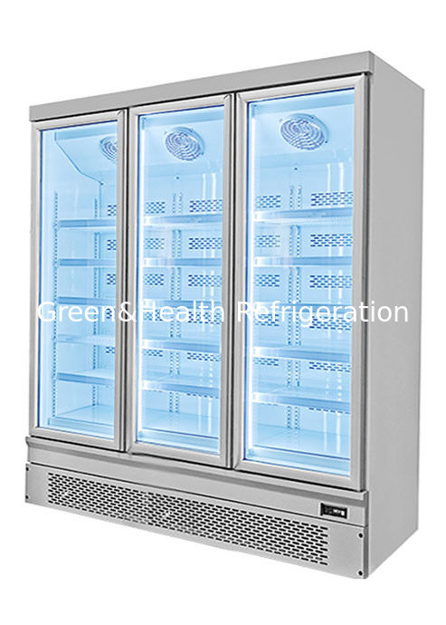 Congélateur d'exposition vertical économe en énergie avec refroidissement par ventilateur et étagères réglables pour supermarchés