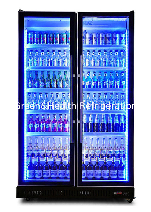 Réfrigérateur commercial à affichage de boissons avec éclairage LED personnalisé, porte à fermeture automatique et compresseur Danfoss/Embraco
