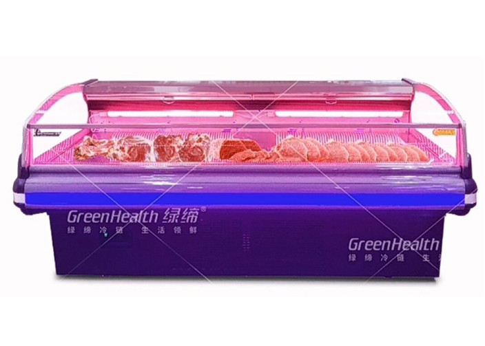 Type ouvert supérieur de réfrigérateur congelé fait sur commande de viande de longueur avec la lumière de LED