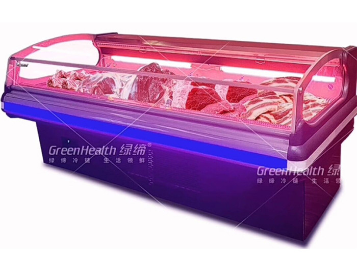 Type ouvert supérieur de réfrigérateur congelé fait sur commande de viande de longueur avec la lumière de LED