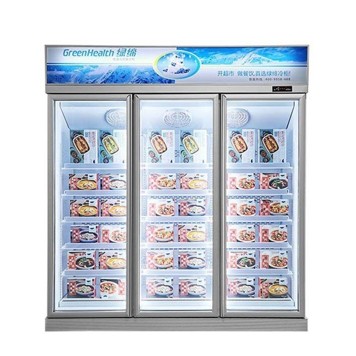 Congélateur droit d'affichage de portes en verre du supermarché 1/2/3 pour la crème glacée