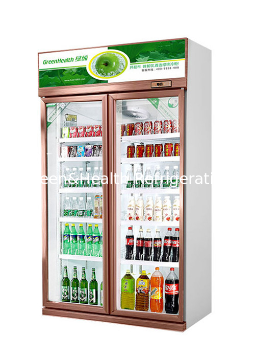 Porte verticale vitrée réfrigérateur refroidisseur de boissons commerciales pour les magasins de détail / restaurants et cafés