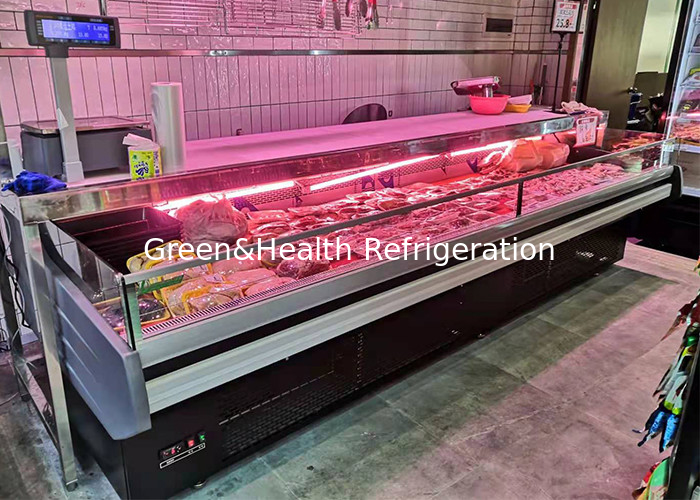 Réfrigérateur hypermarché Compteur de type ouvert 2.5M Display de viande fraîche congélateur