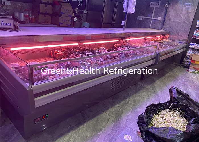 Réfrigérateur hypermarché Compteur de type ouvert 2.5M Display de viande fraîche congélateur