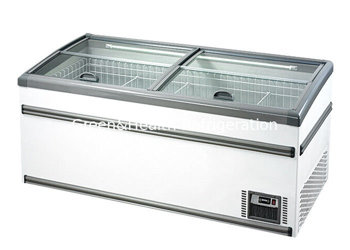 Congélateur îlot commercial de 1040L avec dégivrage automatique et réfrigérant R290 pour présentation en supermarché