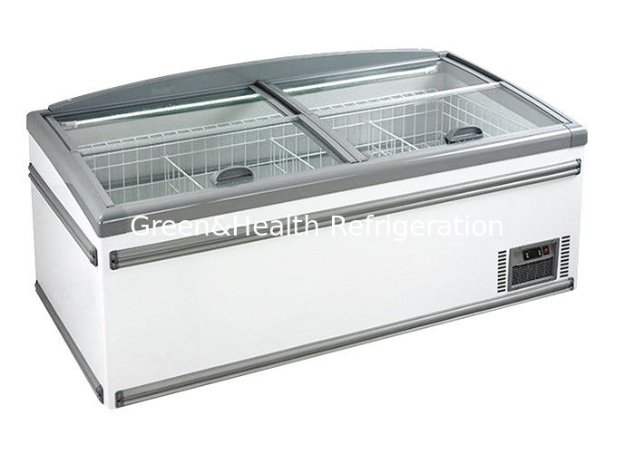 Congélateur îlot commercial de 1040L avec dégivrage automatique et réfrigérant R290 pour présentation en supermarché