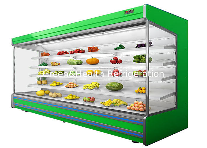 Chiller ouvert multideck réglable à 4 niveaux avec ventilateur de refroidissement et rideau de nuit pour les supermarchés