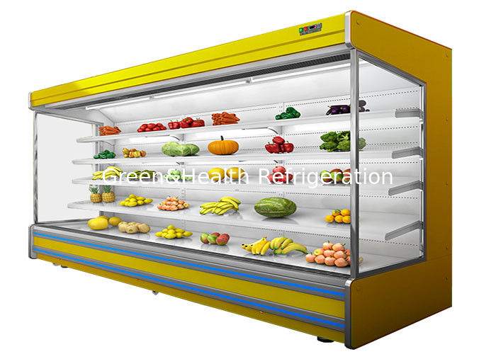 Chiller ouvert multideck réglable à 4 niveaux avec ventilateur de refroidissement et rideau de nuit pour les supermarchés