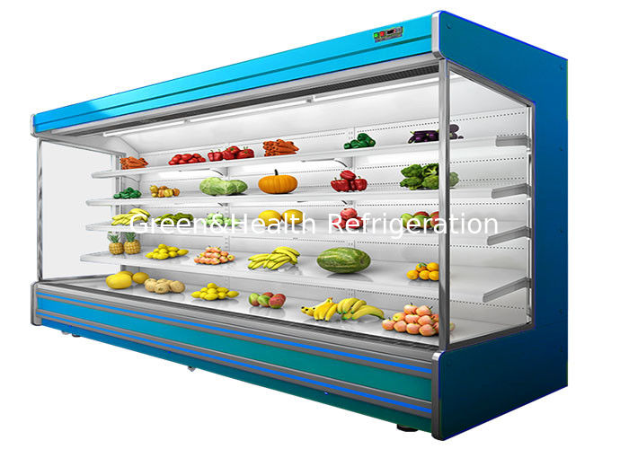 Chiller ouvert multideck réglable à 4 niveaux avec ventilateur de refroidissement et rideau de nuit pour les supermarchés