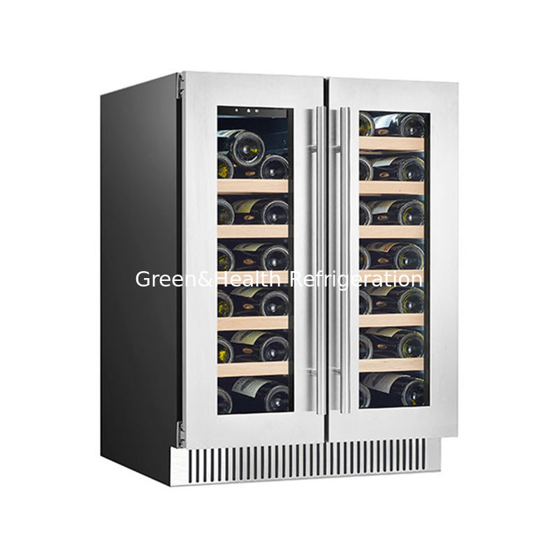 Certificat ETL mode double zone SS double porte vitrée refroidisseur de vin rouge avec 180L 68 bouteilles