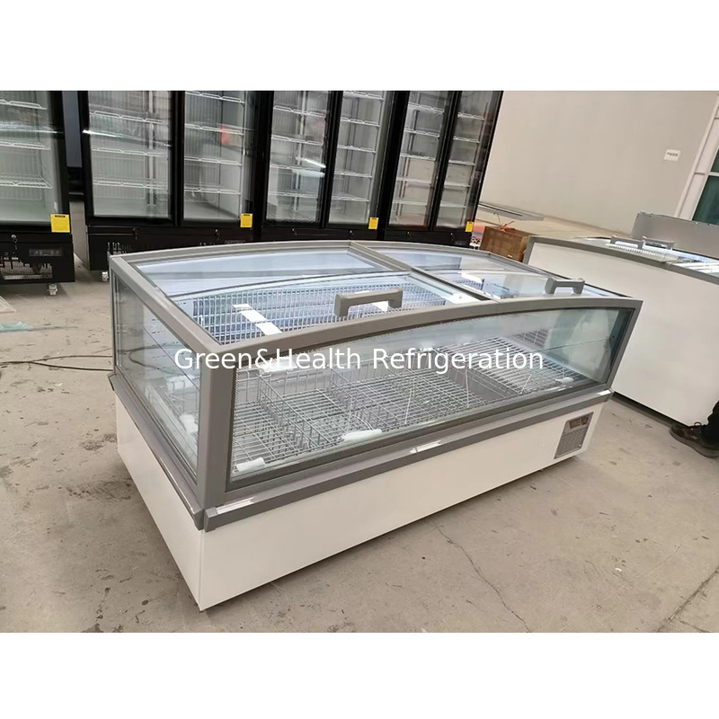 Grand écran vitré Supermarché glacière avec aluminium en relief interne