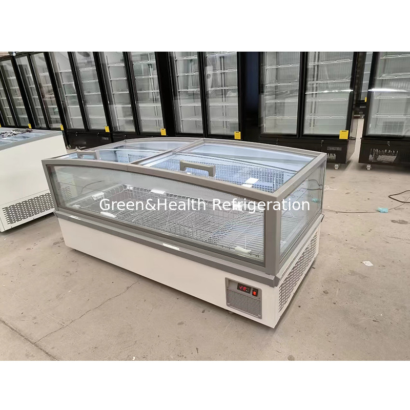Grand écran vitré Supermarché glacière avec aluminium en relief interne