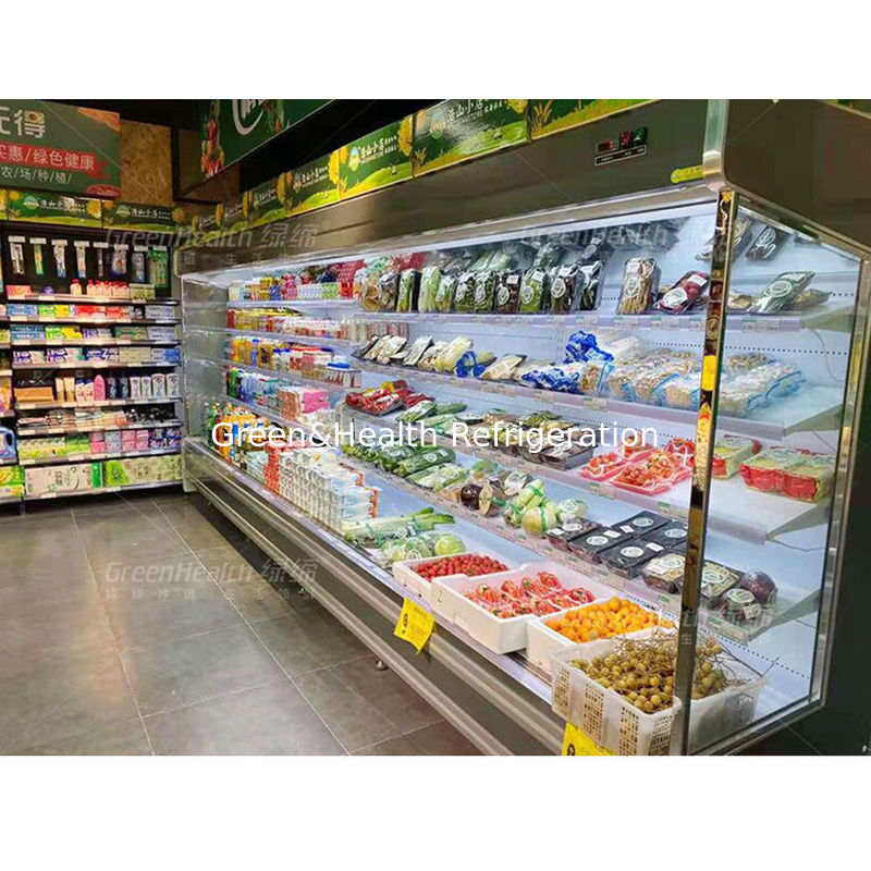 Réfrigérateur ouvert commercial à plusieurs étages avec 4 étagères 5 espaces d'affichage Éclairage LED et réfrigérant R22
