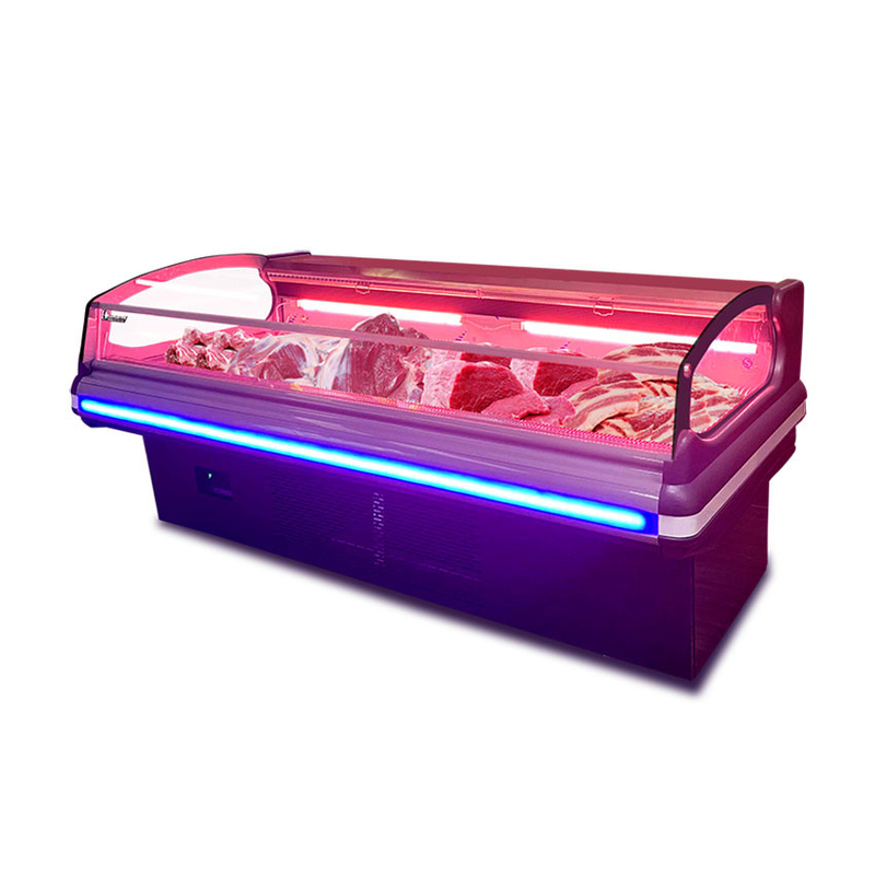 Ventilateur de refroidissement en acier inoxydable Display de viande congélateur -2 à 8.C avec lumière LED
