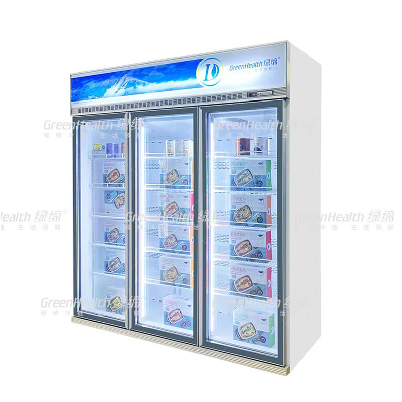 Congélateur à écran vertical à 2 portes avec ventilateur et LED