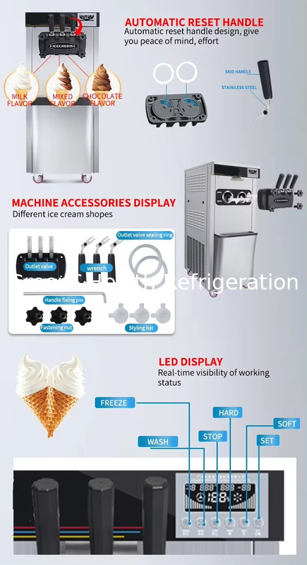 Machines de fabrication de crème glacée à 3 saveurs