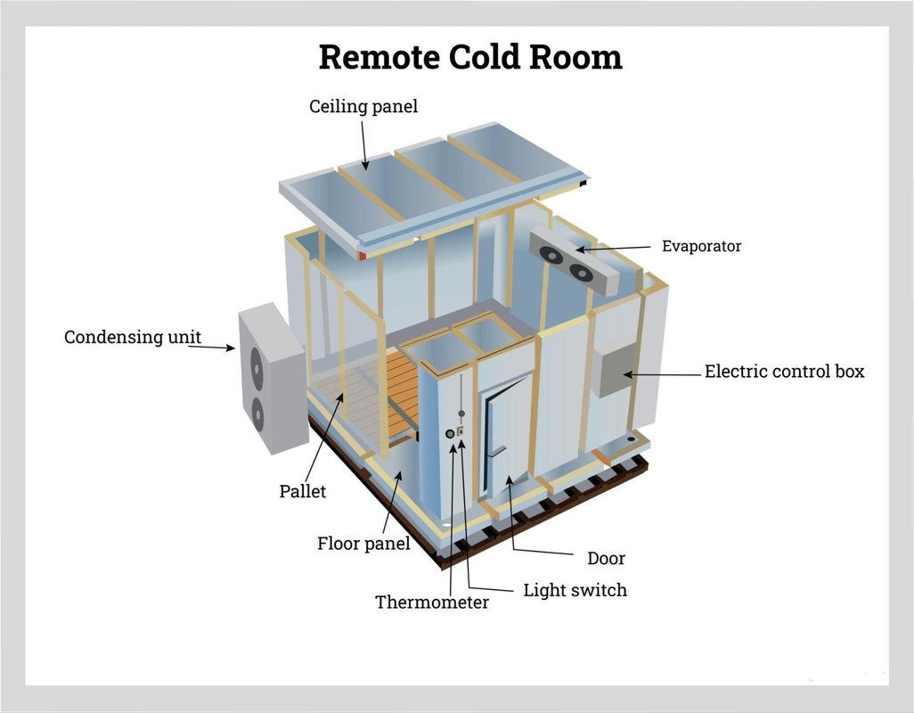 Chambre de stockage à froid refroidisseur à entrée congélateur à entrée avec système de réfrigération