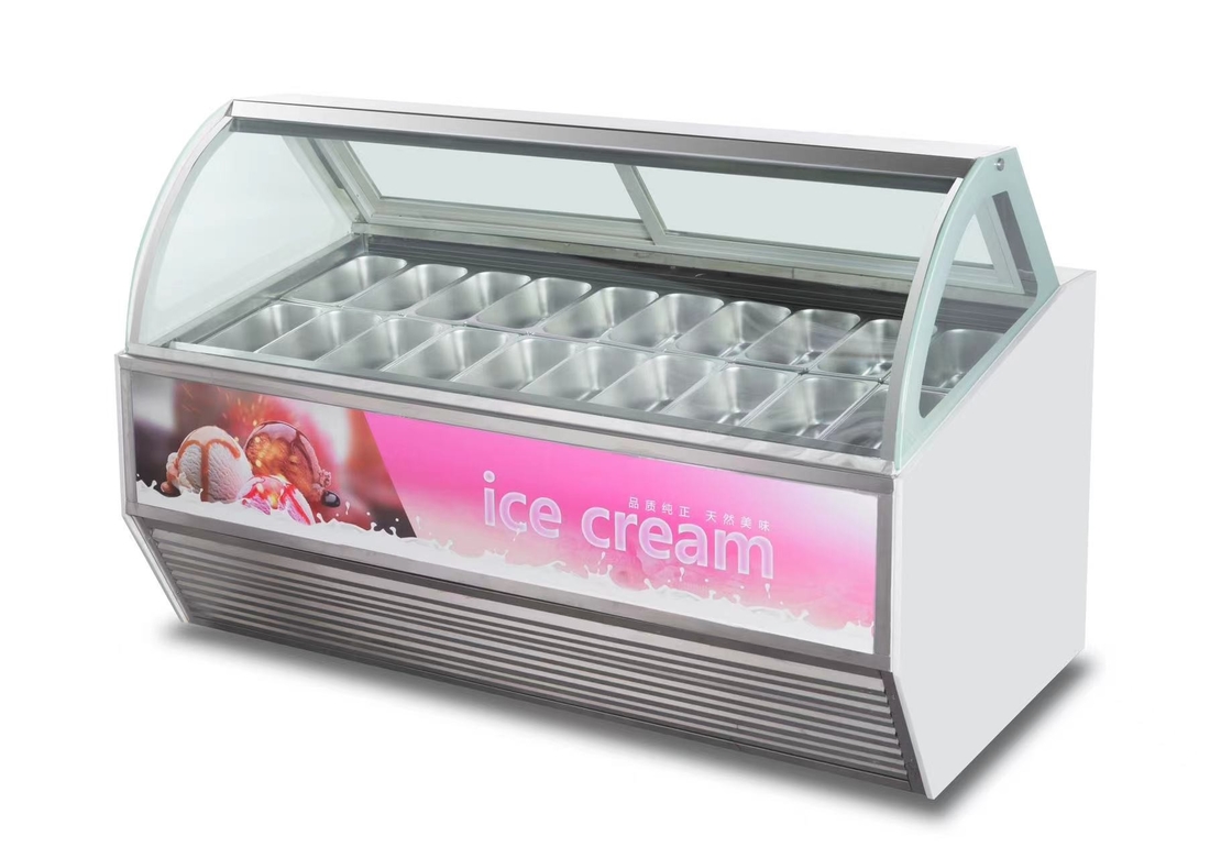 Congélateur d'affichage de crème glacée à très basse température avec boîte lumineuse personnalisée ou base en marbre