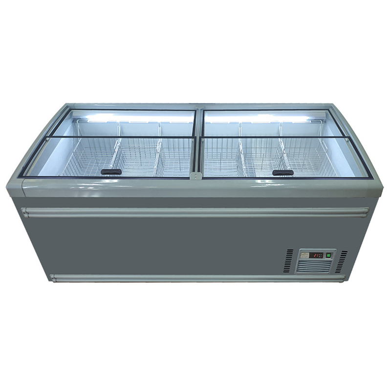 Le congélateur de l'île de supermarché blanc / gris avec dégivrage automatique pour épicerie