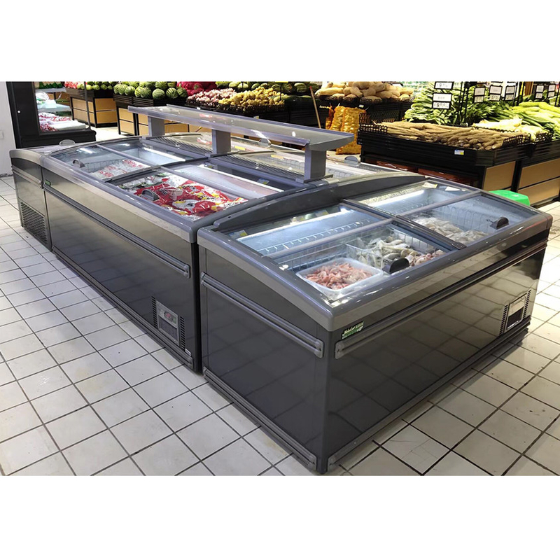 Le congélateur de l'île de supermarché blanc / gris avec dégivrage automatique pour épicerie