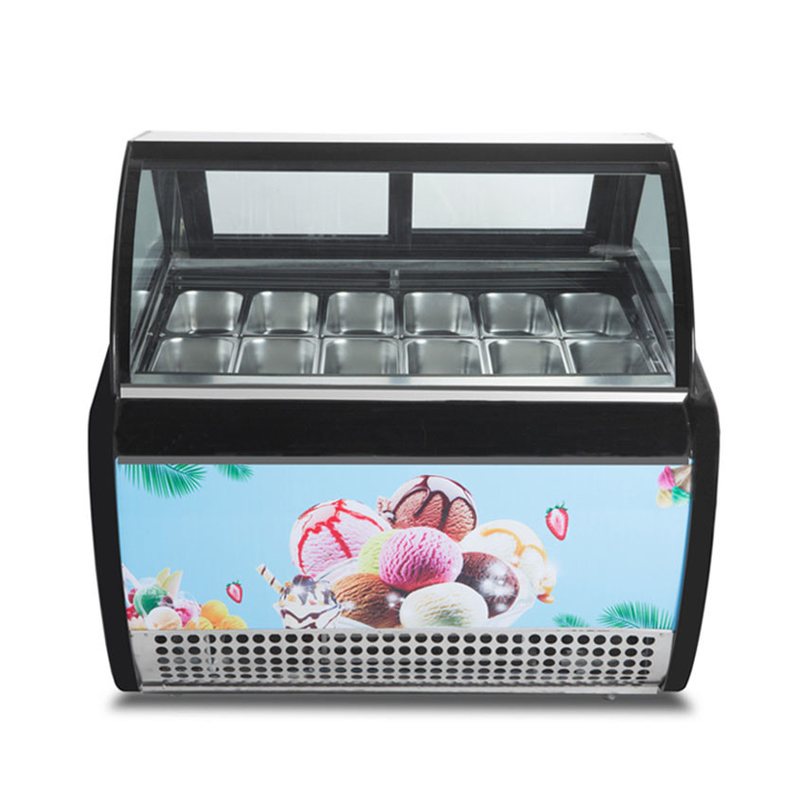 Vitrine de crème glacée sans gel avec verre anti-brouillard et contrôleur numérique -18 ~ 22.C