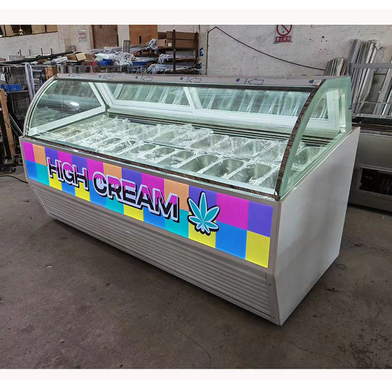 Vitrine de crème glacée sans gel avec verre anti-brouillard et contrôleur numérique -18 ~ 22.C
