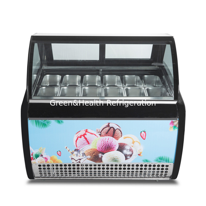 Rouge Vert Noir Couleur courbe Porte coulissante Display glace congélateur