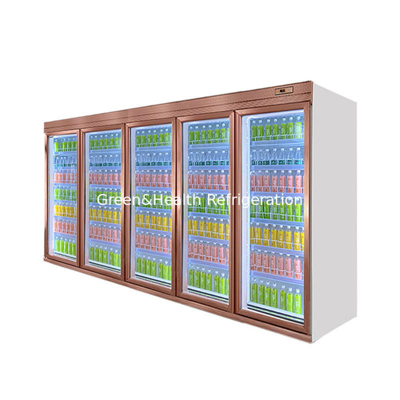 Refroidisseur de boissons en verre à 5 étagères réglables avec porte, système de refroidissement par ventilateur et volume personnalisable