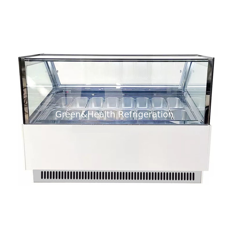 Boutique de crème glacée écran de crème glacée congélateur congélateur avec verre incurvé