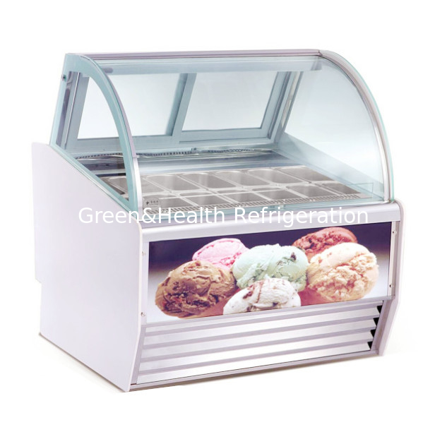 Boutique de crème glacée écran de crème glacée congélateur congélateur avec verre incurvé