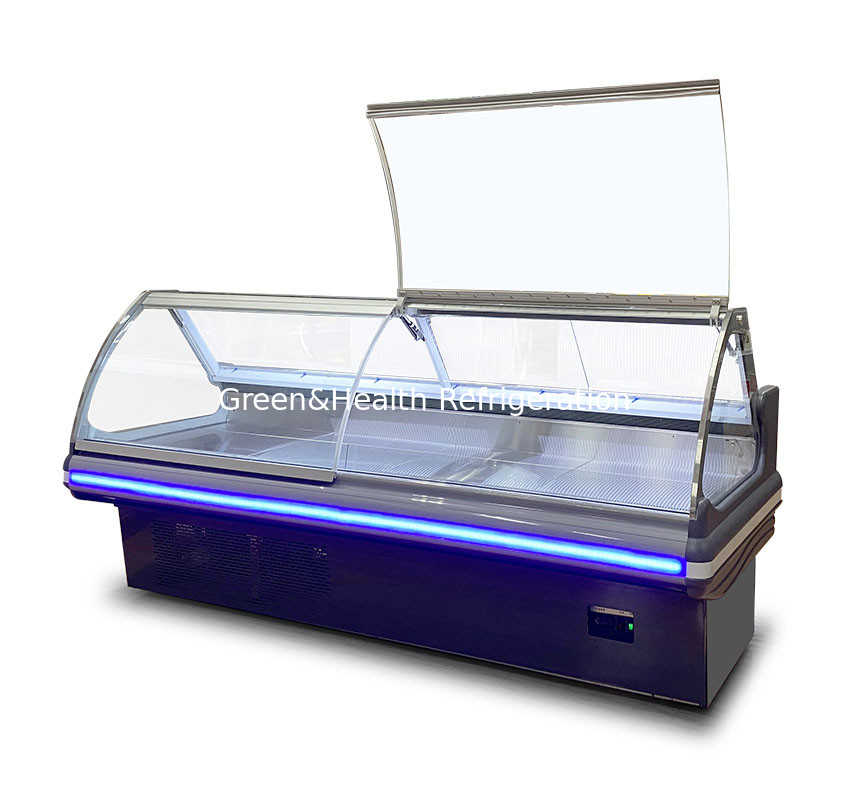 Display de stockage commercial horizontal en verre courbé