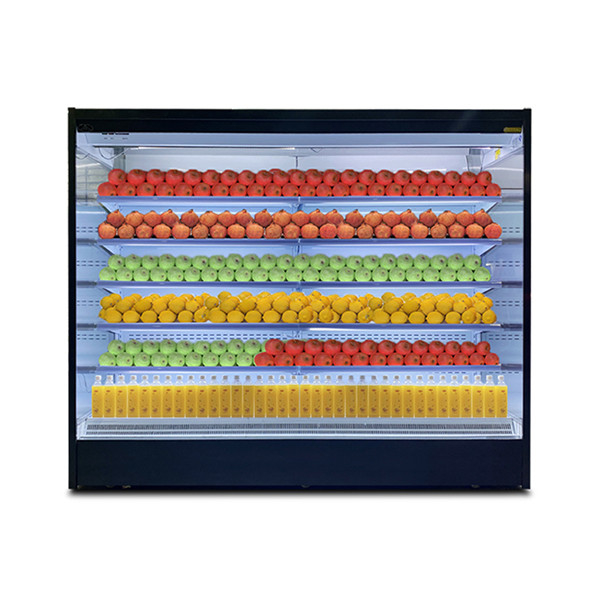 Armoire de rideau d'air en acier inoxydable en verre ouvert à plusieurs couches avec graines de lotus et LED