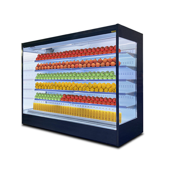 Armoire de rideau d'air en acier inoxydable en verre ouvert à plusieurs couches avec graines de lotus et LED