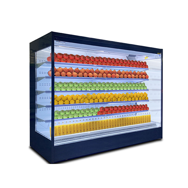 Armoire de rideau d'air en acier inoxydable en verre ouvert à plusieurs couches avec graines de lotus et LED