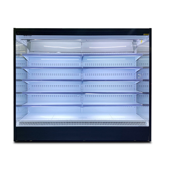 Armoire de rideau d'air en acier inoxydable en verre ouvert à plusieurs couches avec graines de lotus et LED