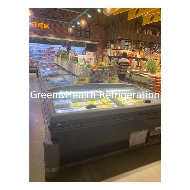Congélateur horizontal en verre en acier inoxydable pour le stockage de marchandises congelées