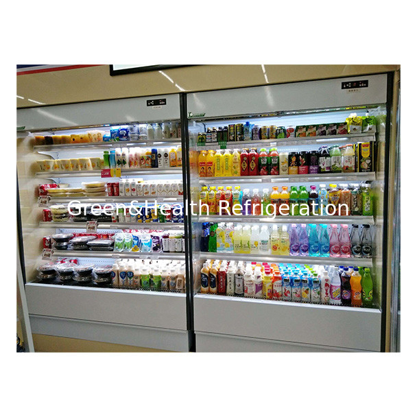 Les magasins de proximité utilisent des réfrigérateurs à rideaux en verre transparent ouverts à plusieurs couches