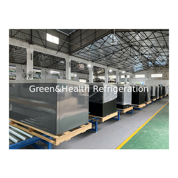 Ventes directes d'usine Porte coulissante semi-ouverte Verre en acier inoxydable Produits surgelés Entreposage île Armoire congélateur