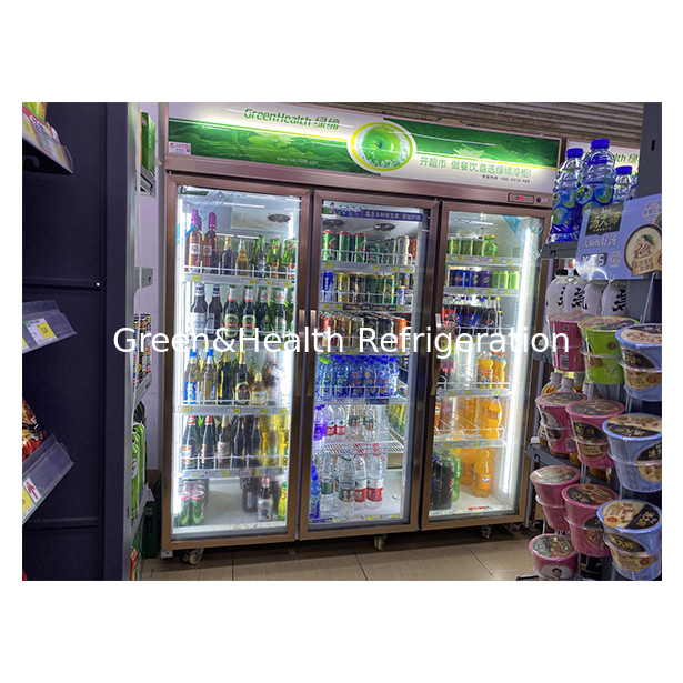 Supermarché commercial / magasin deux / trois portes vitrées réfrigérateur économique réfrigérateur affichage