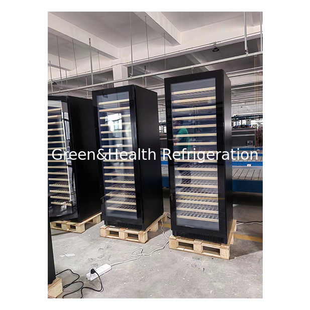 Refroidisseur de vin à double zone de température avec étagère en bois de hêtre et capacité de 316 bouteilles à usage commercial