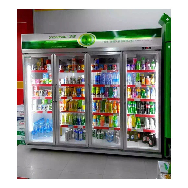 Supermarché commercial / magasin trois portes vitrées économie réfrigérateur affichage congélateur