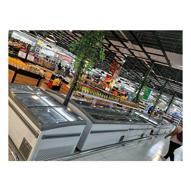 Dernière porte coulissante à basse température boulettes de viande congelées stockage alimentaire affichage île armoire congélateur