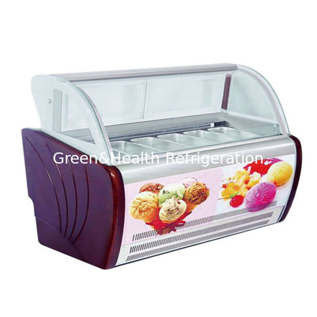 Congélateur d'exposition de crème glacée commercial avec thermostat réglable, bacs en acier inoxydable et réfrigérant R404a