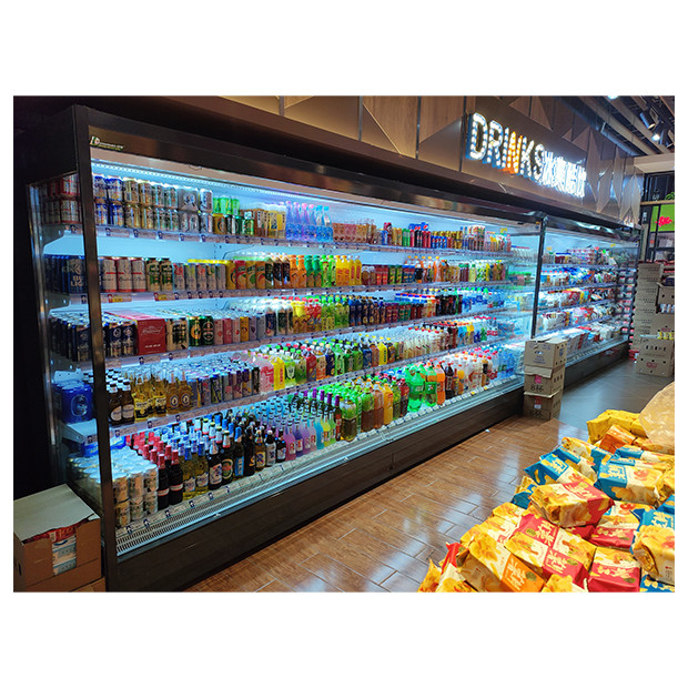 Réfrigérateur-congélateur d'angle ouvert pour supermarché/dépanneur pour le stockage des aliments/boissons